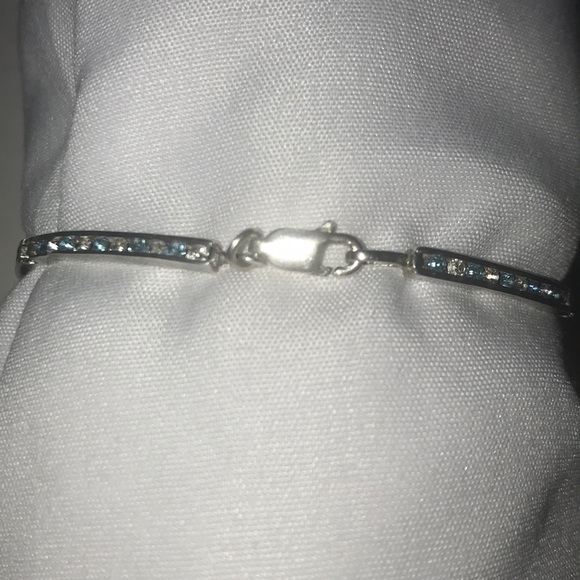 NF 925 Sterling Silver Blue & Diamond Bracelet - Picture 4 of 6